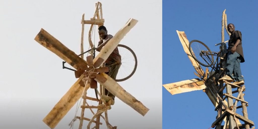 William Kamkwamba az első szélmalmával